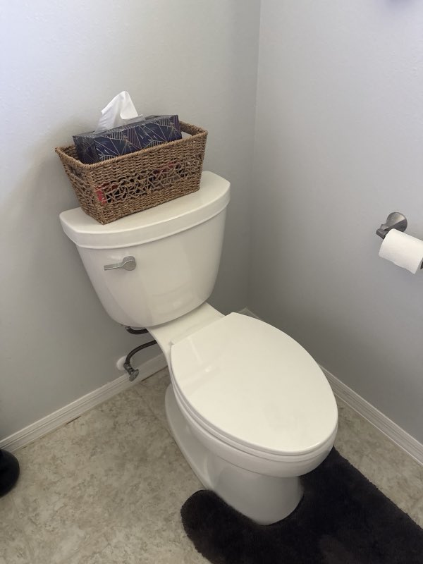 Clean toilet install, customer photo from a five-star review